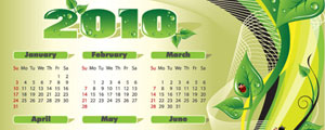 绿色版2010新年年历矢量图