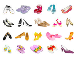 颜色款式各异的鞋子矢量图