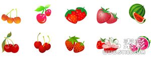 草莓西瓜樱桃水果矢量图
