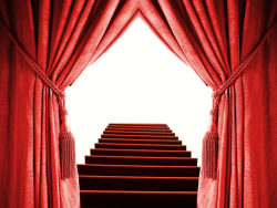 红色帷幕和楼梯高清图片素材