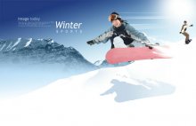 韩国高山滑雪运动人物psd素材