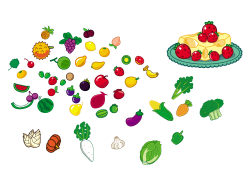 可爱的蔬菜水果矢量图