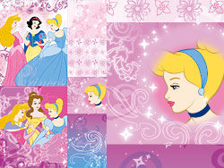 迪士尼白雪公主与背景花纹矢量图1