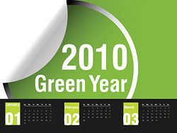 绿色2010年历日历矢量图