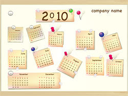 可爱的2010新年日历便签纸矢量图