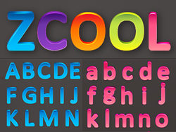 彩色立体英文字母及数字矢量图