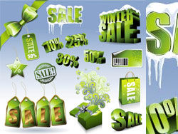 绿色销售打折图标矢量图