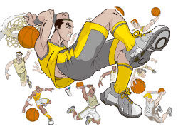 多款篮球运动漫画人物矢量图