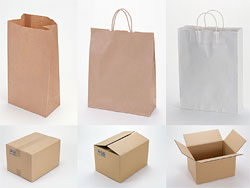 空白环保纸袋与瓦楞纸箱图片