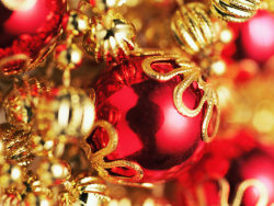 圣诞红色金色彩球高清图片1