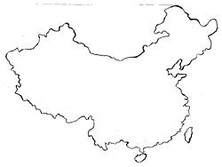 毛笔线钩中国地图线框高清图片