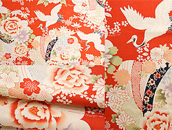 牡丹仙鹤中式布料背景高清图片（3P）