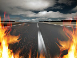 燃烧的道路火焰图片素材-4