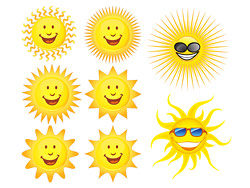 可爱的太阳表情矢量图