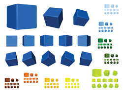 多颜色多角度立方体矢量图