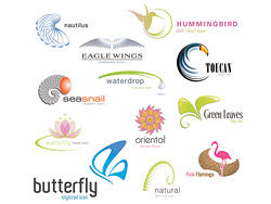 动植物形状logo模板矢量图