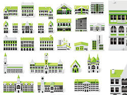 绿色小房子矢量图