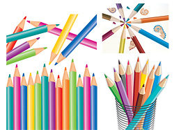 五颜六色的彩色铅笔矢量图