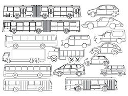 各式线描汽车巴士矢量图