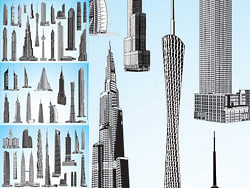 世界著名高楼大厦矢量图