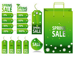 绿色春天销售吊牌标签矢量图