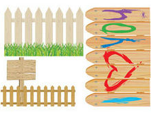 卡通木板栅栏篱笆矢量图