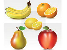 香蕉梨苹果新鲜水果矢量图