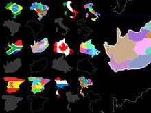 世界多个国家地图背景矢量图