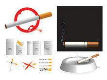 香烟烟灰缸打火机矢量图