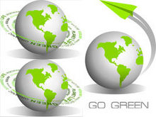 环保绿色五大洲地球图标矢量图