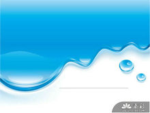 水元素蓝色背景PPT模板