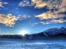 冬季晚霞景观高清图片