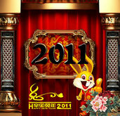 2011兔年春节古典屏风设计PSD素材
