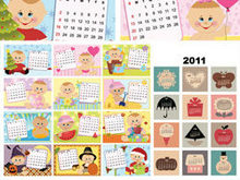 2011年可爱儿童年历模板矢量图
