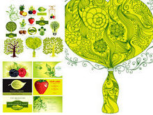 绿叶水果植物主题矢量图