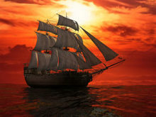 夕阳帆船高清图片3
