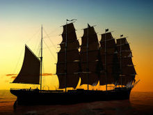 夕阳帆船高清图片