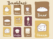 卡通可爱早餐图标矢量图