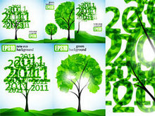 清新绿色2011树木矢量图