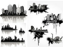 超酷城市剪影矢量图
