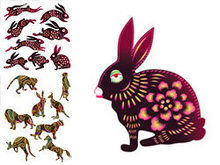 中国风兔子动物矢量图