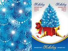 蓝色闪光礼盒圣诞树矢量图