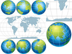地球地图五大洲矢量图