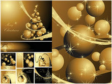 黄金圣诞背景矢量图