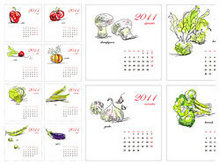 2011手绘蔬菜日历矢量图