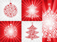 红色圣诞彩球与圣诞树矢量图