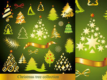卡通圣诞树彩带矢量图