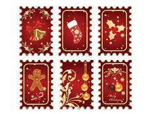 圣诞节装饰邮票矢量图