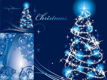 蓝色圣诞树新年背景矢量图