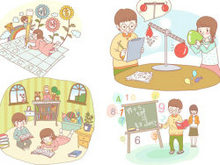 韩国卡通儿童教学上课矢量图5
